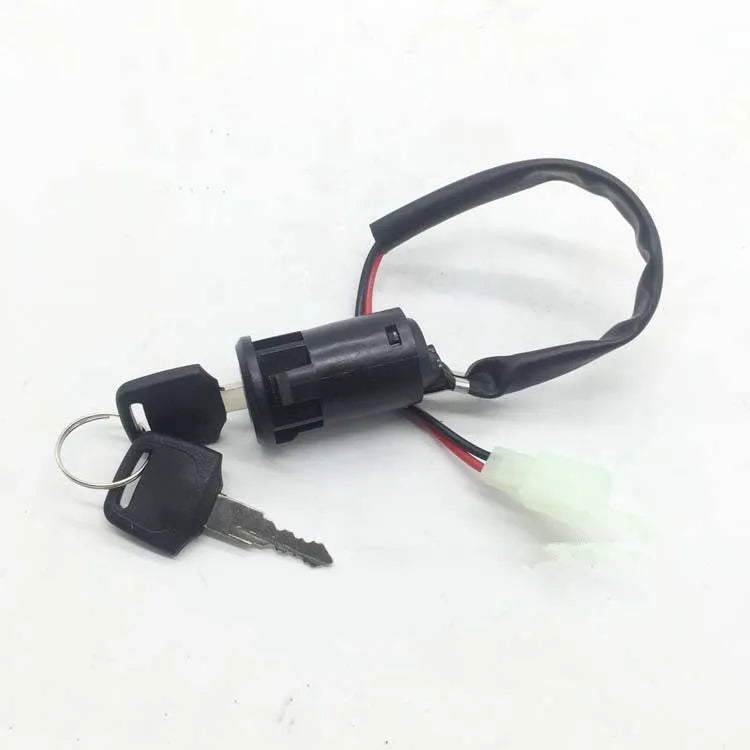 Black universal 2-wire electric door lock ignition switch, 45g, with male head and two buttons