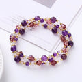 Crystal bracelet with colourful tourmaline beads on adjustable rope for women