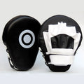 Black and white vertical boxing target pad, 24x20x5cm, PU material for martial arts striking practice.