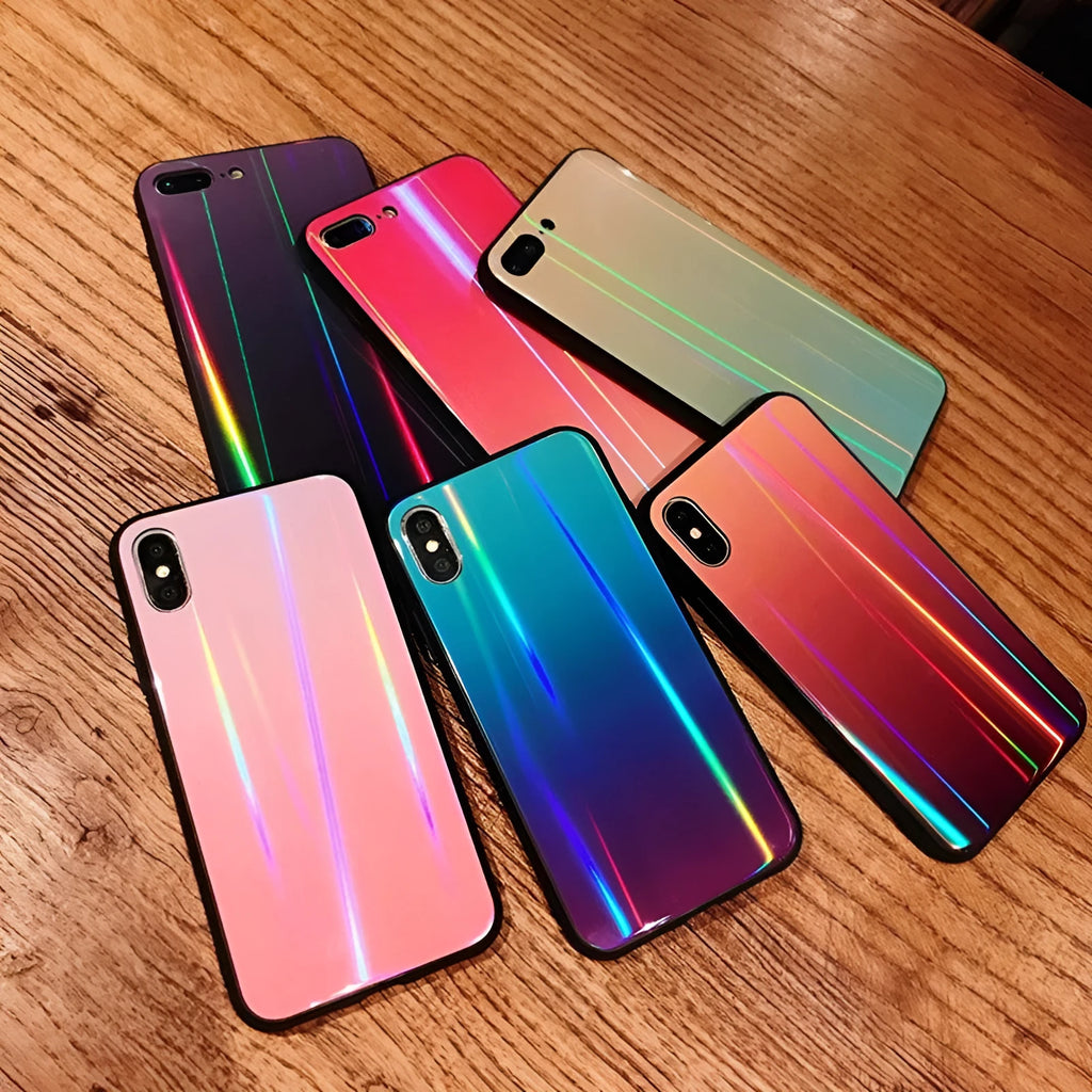 Gradient starry sky glass phone case back cover for Huawei Mate20Pro on a clean surface