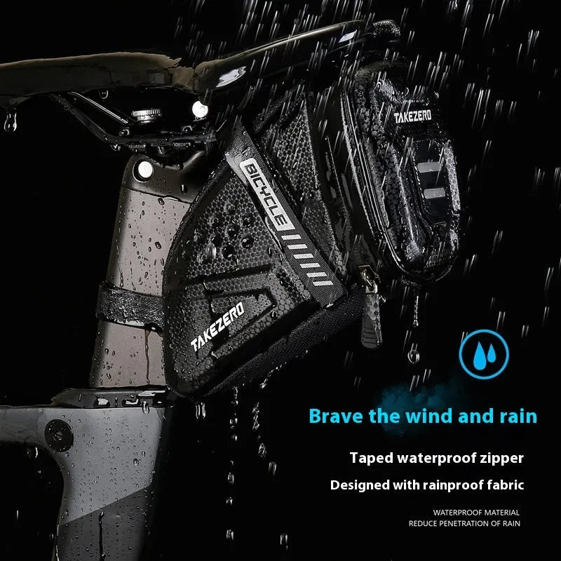 Black 1L bicycle saddle bag for mountain bike with fixture and fitting, tail bag for small tools