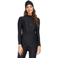 Black conservative Muslim swimsuit for ladies with full-coverage design and quick-drying fabric