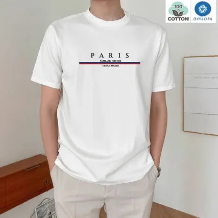 Men's loose fit heavy cotton short-sleeved t-shirt with a letter print in apricot colour