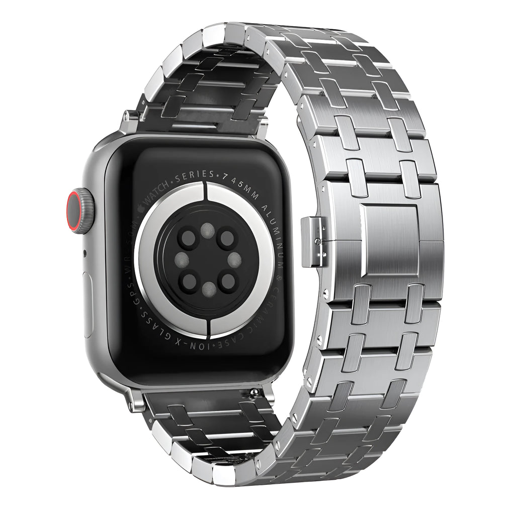 Stainless steel watch band in black, gold, rose gold, or silver for Apple 38-45mm and 22mm fittings