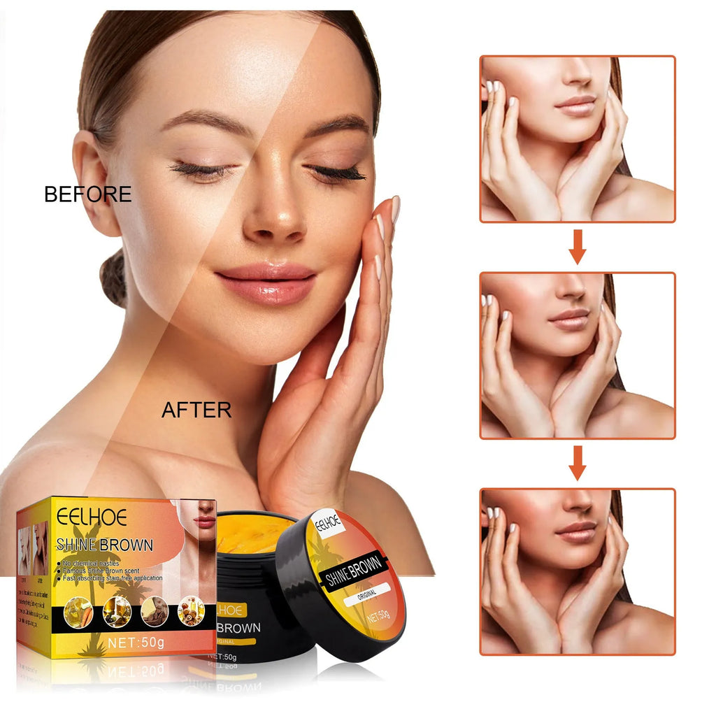 Wheat complexion body tanning cream in 50g pot with compact 5.3cm dimensions