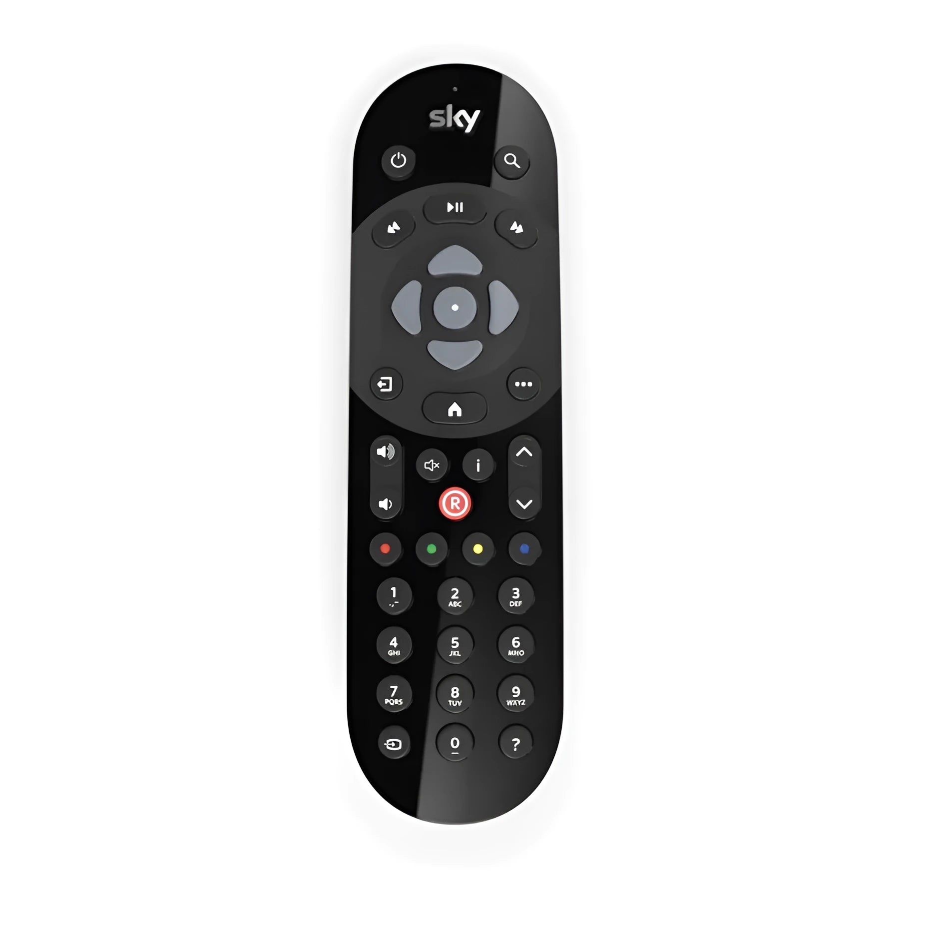 Black ABS universal replacement remote controller for Sky Q TV box, 175mm length