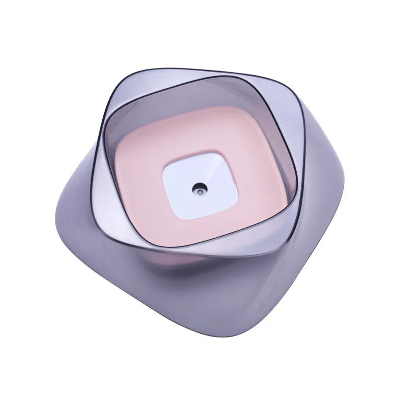 Anti-spill pet dog bowl with floating disc, 750ml capacity, anti-skid base, beige colour