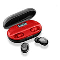 Ultra-long battery T2 mini wireless Bluetooth headset with charging case in black, red, and white