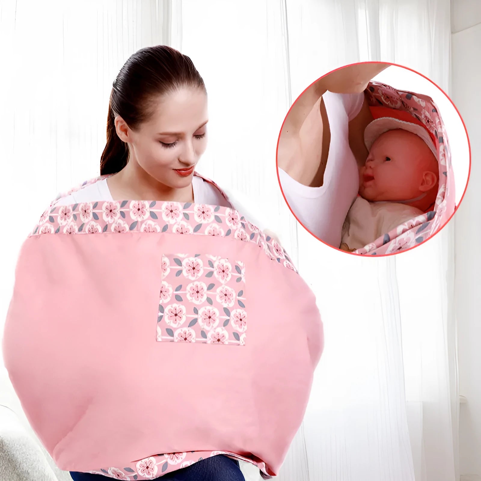 Adjustable baby wrap carrier sling in various colours, shown as a cotton or mesh infant carrier and nursing cover.