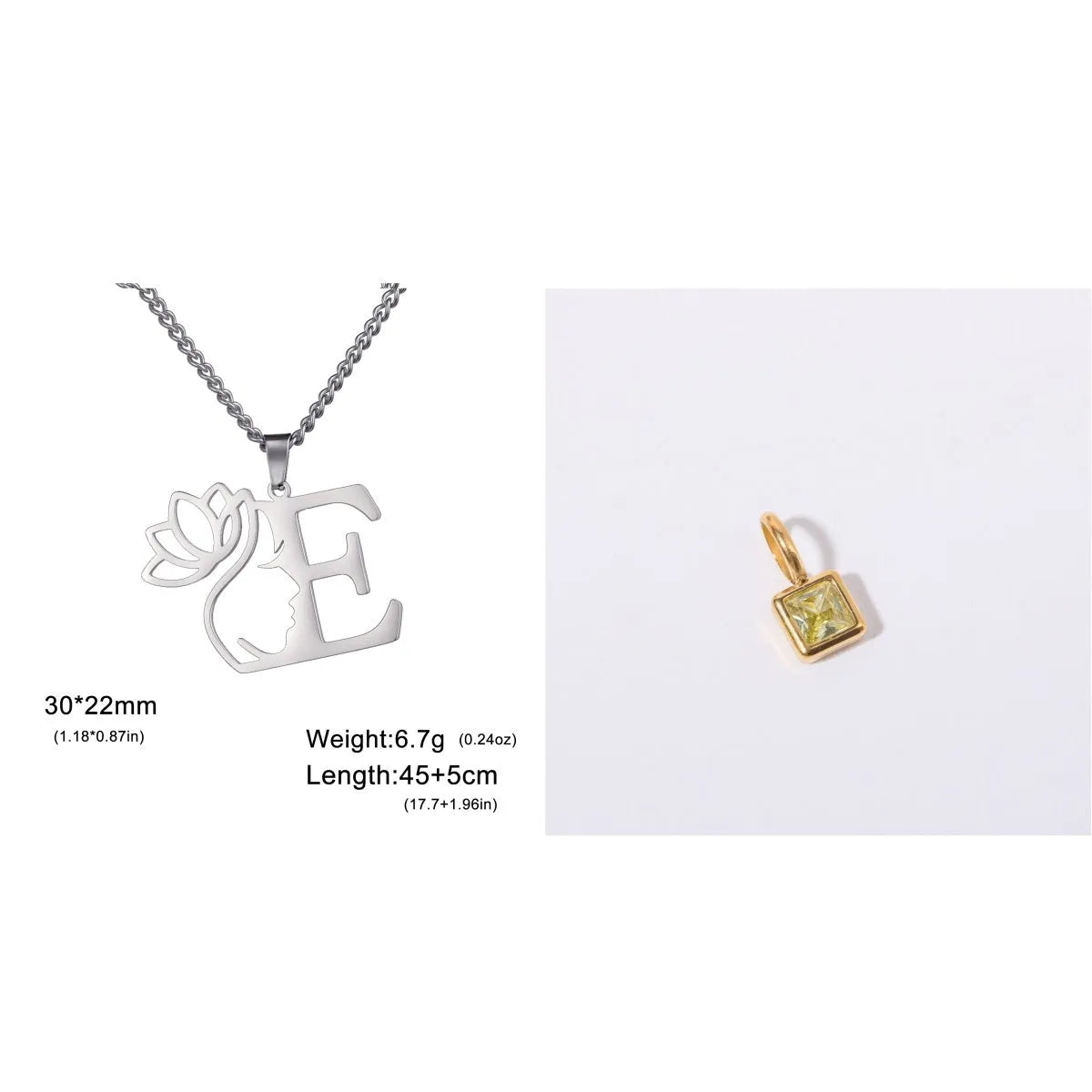 Stainless steel cross chain fashion necklace with pendant in silver or gold electroplated finish.