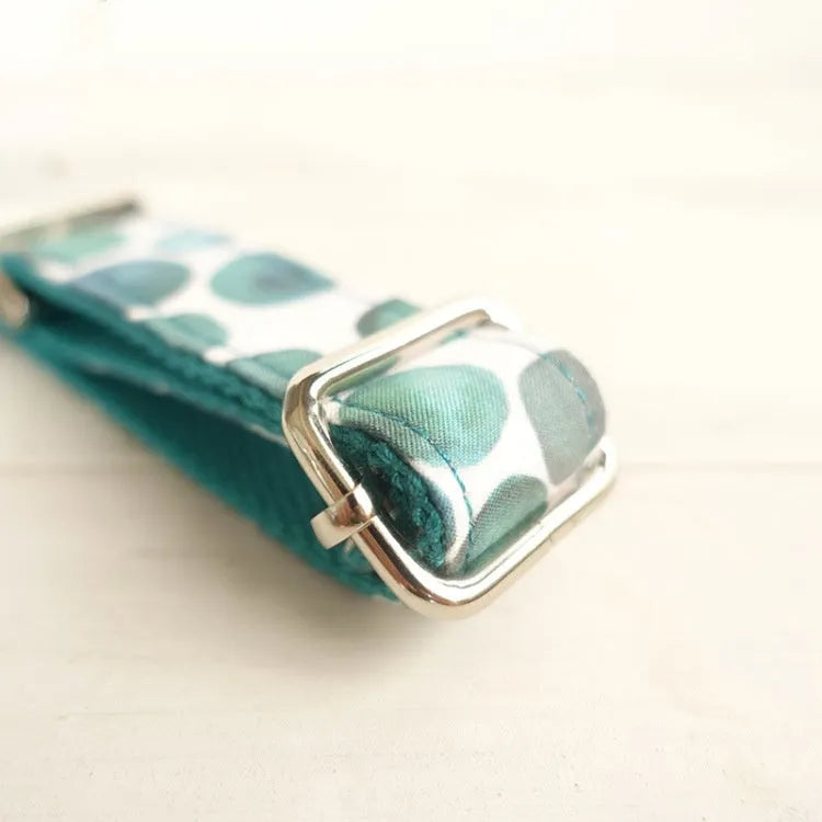 Blue bohemian patterned polyester dog collar on a solid background, size options XS to XL