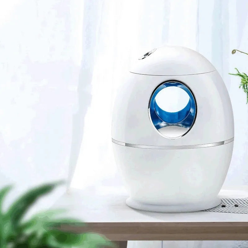 White columnar household air disinfection humidifier with anion function and USB cable.