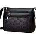 Butterfly black women's PU leather messenger bag with embossed texture and horizontal square shape