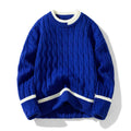 Men's loose fit modal acrylic two-piece sweater set in beige, a long sleeve pullover for autumn.