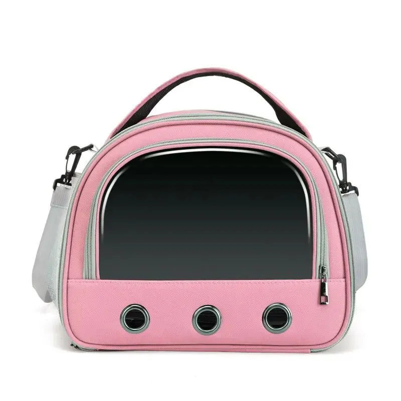 Foldable portable bird bag in black for small pets, one-shoulder carry with mesh ventilation