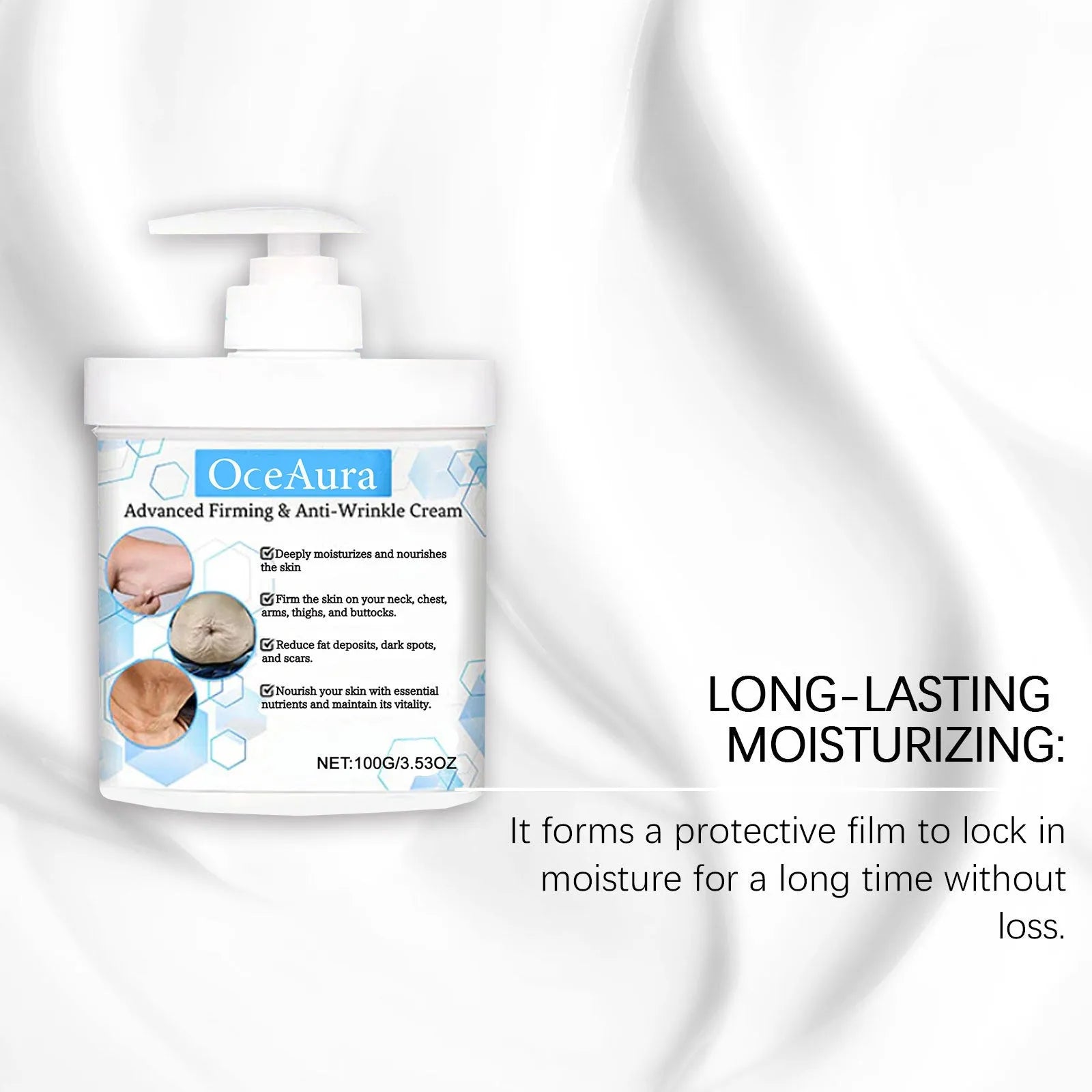 100g body moisturiser cream jar with glycerin, hyaluronic acid, nicotinamide and coffee extract