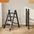 Household folding telescopic ladder four-step alloy black 150kg capacity