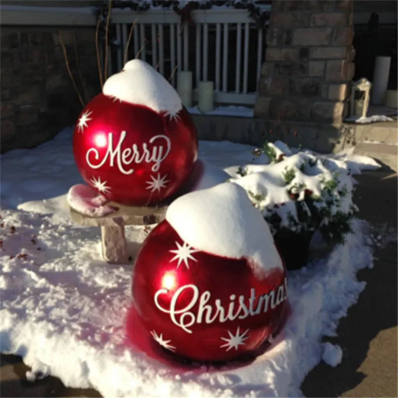 60cm PVC inflatable Christmas ball outdoor decoration in garden setting