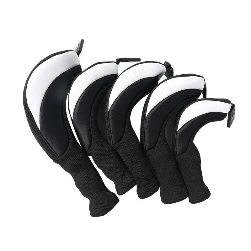 Golf protective case cover set for golf clubs shown in orange as a golf accessory.