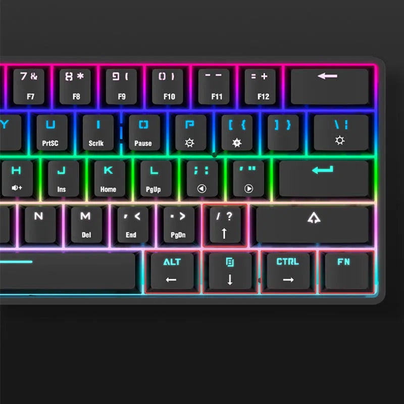 Wireless Bluetooth mechanical keyboard with colourful PBT keycaps, black colour, compact size