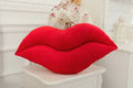 Plush big lips pillow in pink or red, 50cm and 60cm, short plush with PP cotton filling