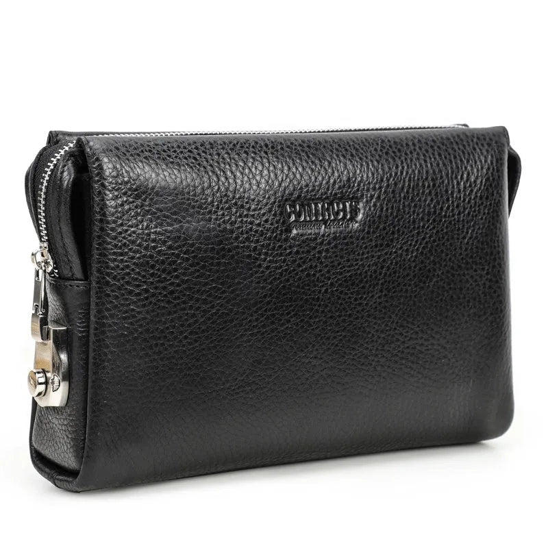 Black Angel first layer cowhide leather men's wallet in black or coffee with anti-theft function