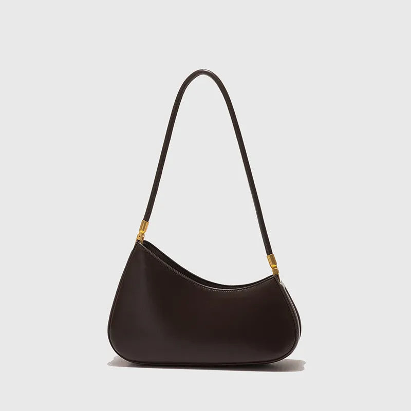 Women's oval PU leather underarm bag in retro style with single shoulder strap
