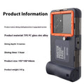 Waterproof diving case for Apple iPhone in blue orange, 195x106x44mm, with TPE PC glass zinc alloy construction.