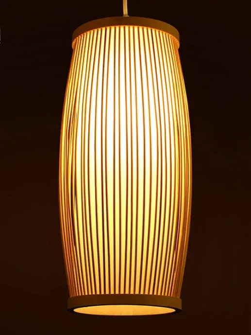 Natural woven bamboo plait lamp with E27 holder for hall or staircase decoration.