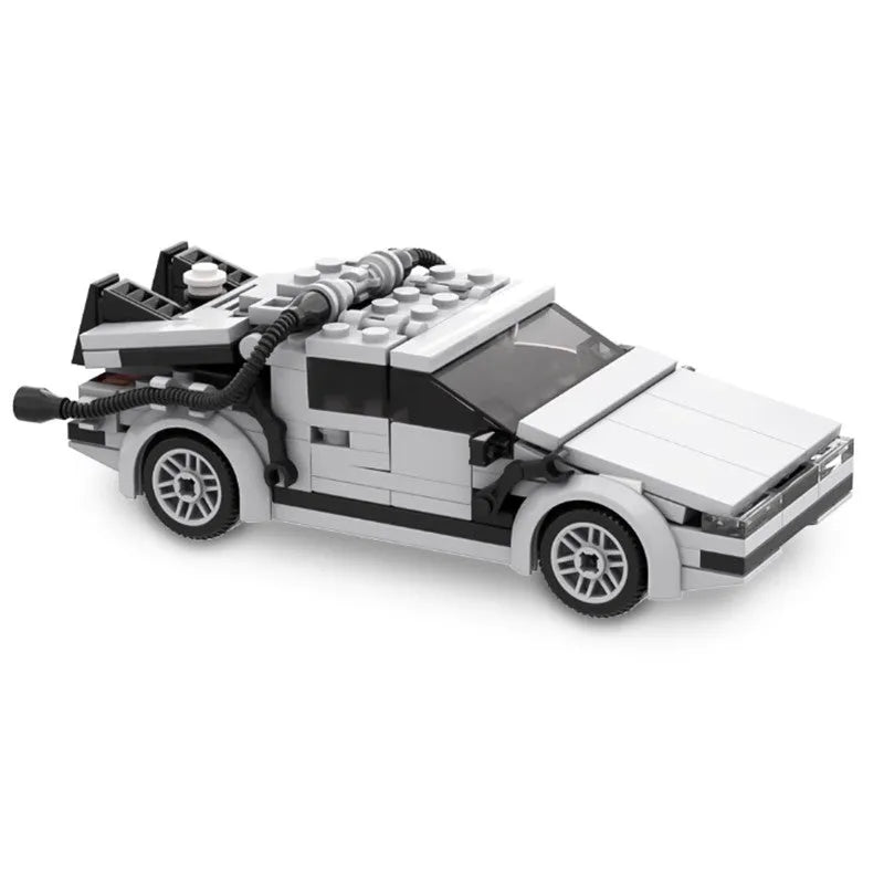 Plastic Back To The Future time machine building block toy in net pocket packaging for teenagers 7-14 years old