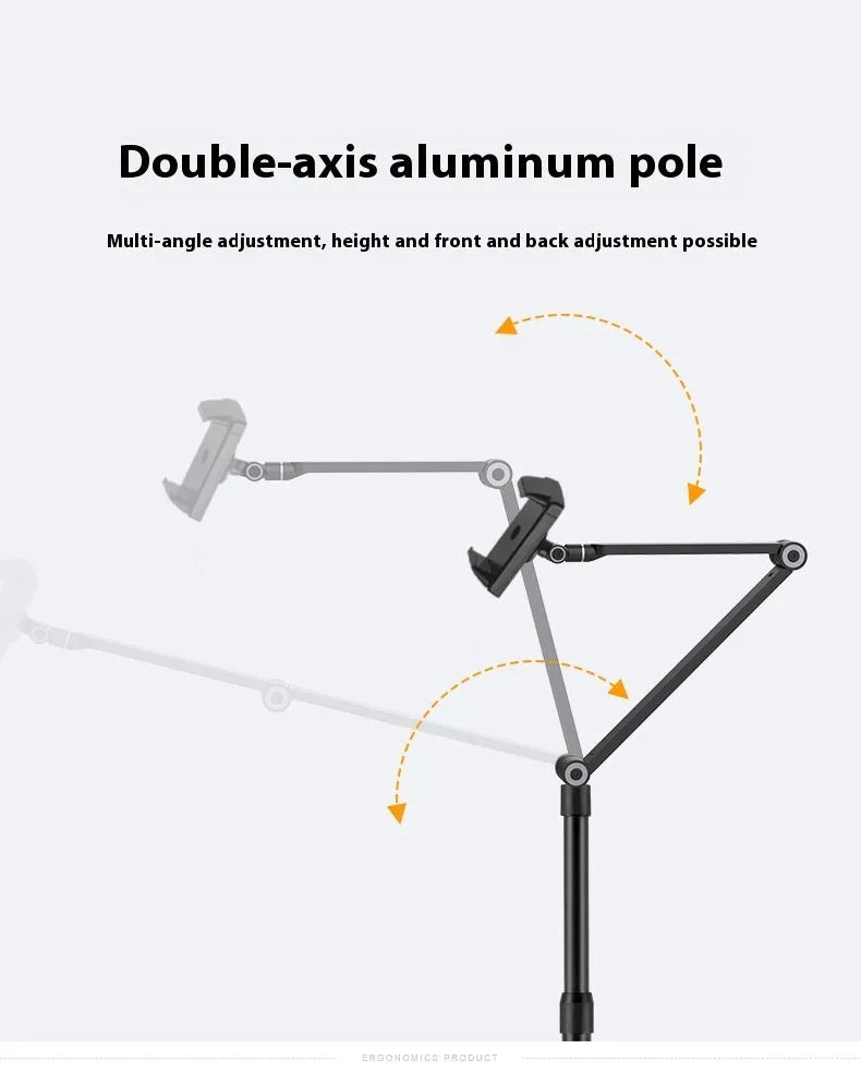 Telescopic lifting alloy stand for mobile phone and tablet live broadcast and bedside use