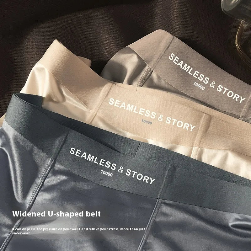 Men's ice silk underwear in multiple colours with traceless mid-waist design