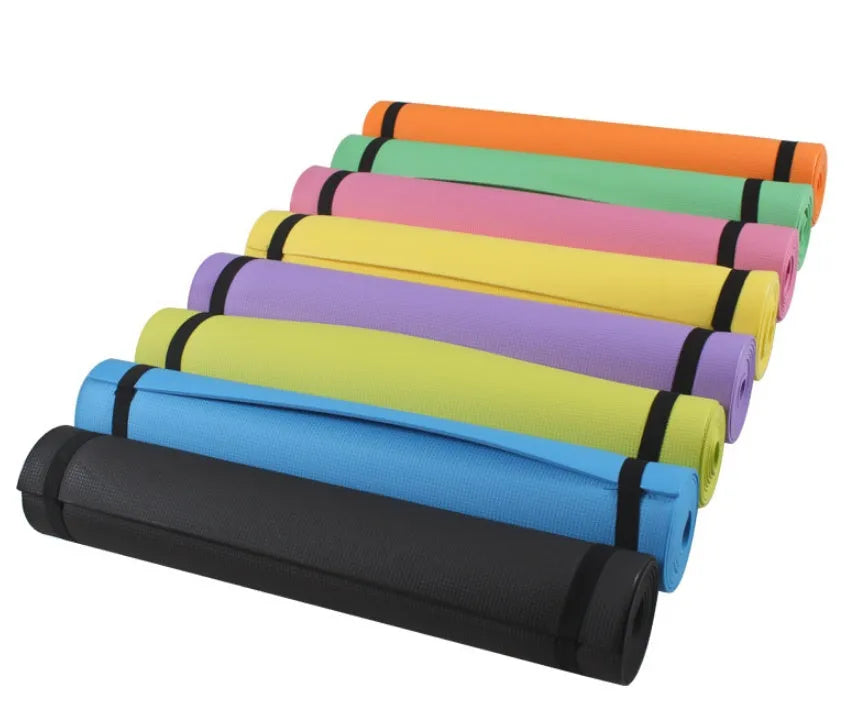 EVA composite yoga mat in choice of six colours showing textured anti-skid surface
