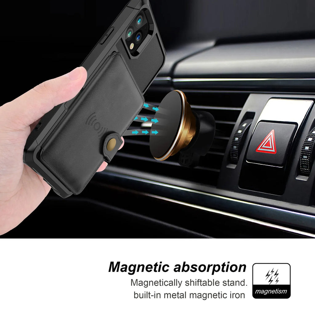 Imitation leather card wallet phone case for iPhone in solid colours showing integrated card slot on back.