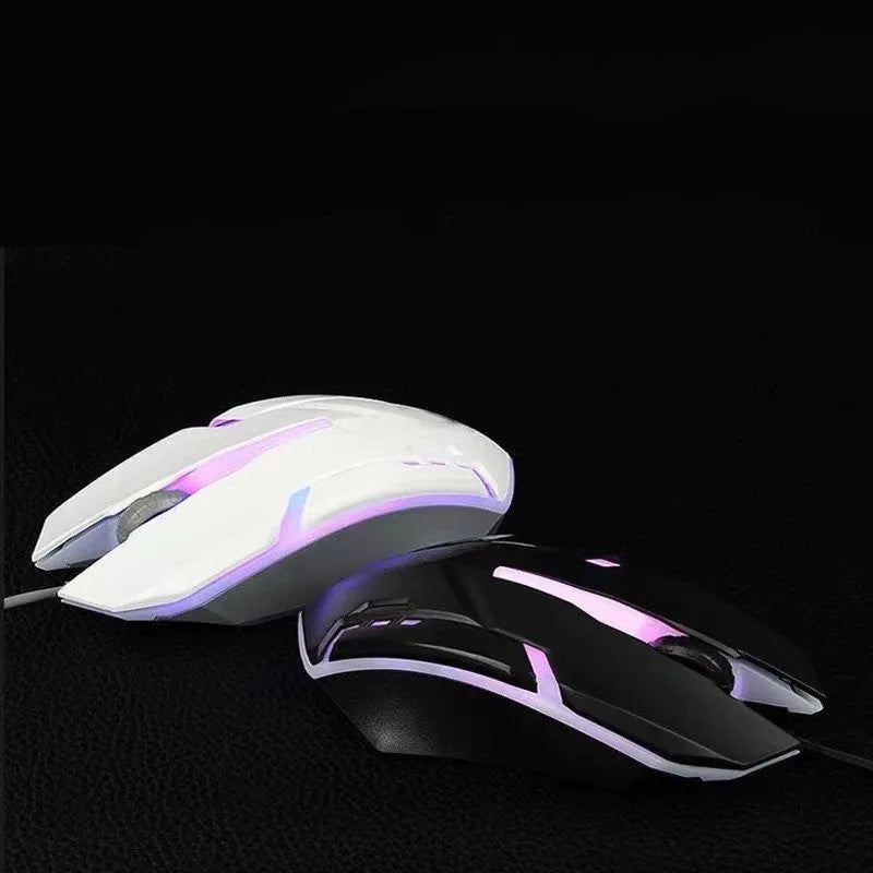 Wired luminous e-sports office computer mouse with 1.35m USB cable in black