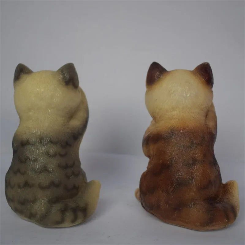 Cat-shaped solar lawn light for garden decoration in brown or grey colour options