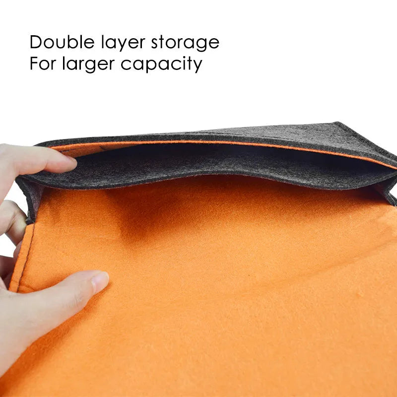 Black felt pouch for Nintendo Switch with game card slots and double layer storage design