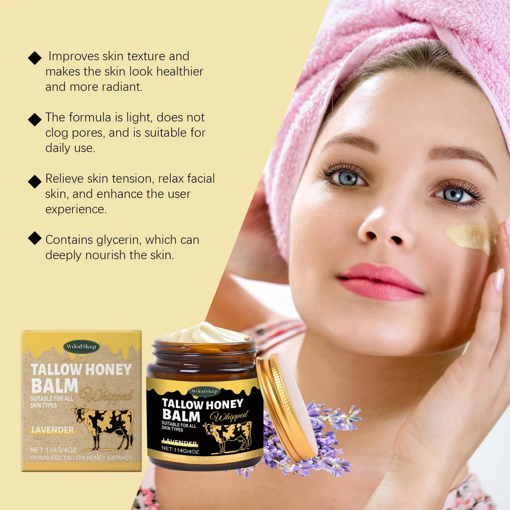 A 114g jar of unscented butter skin cream with honey and lavender extract for moisturising.