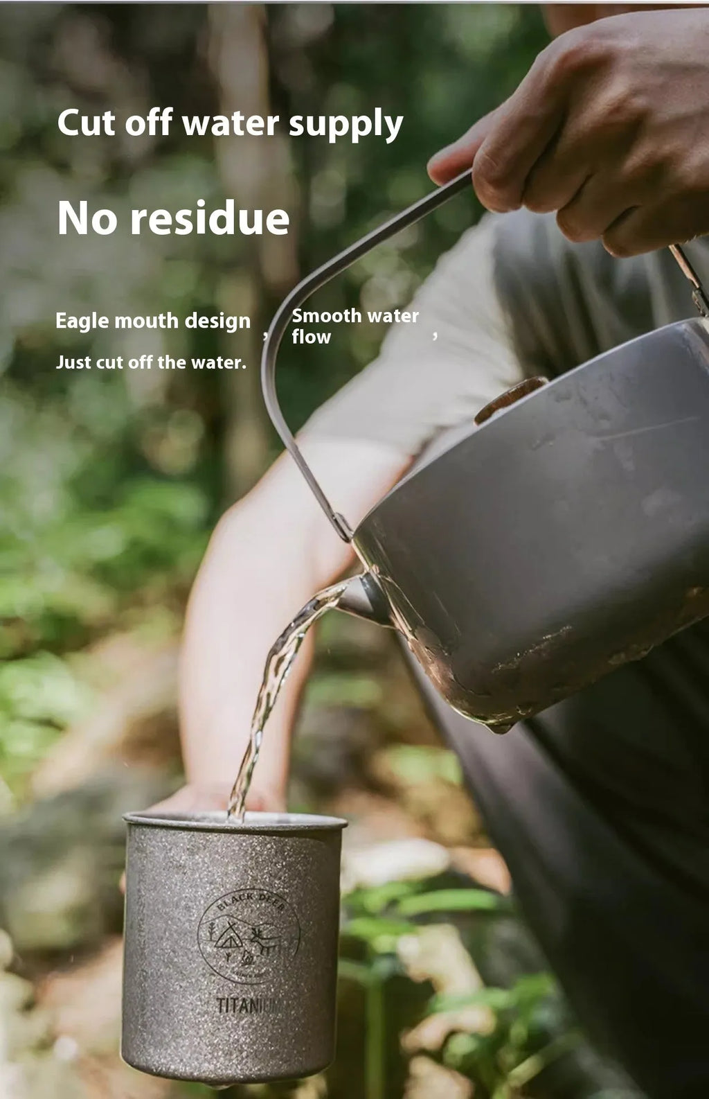 Titanium alloy 1.2L camping teapot for outdoor boiling