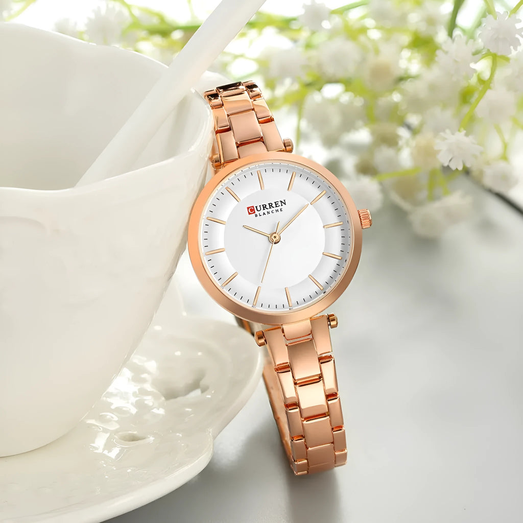 Women's casual quartz watch with slim 7mm case available in multiple colour options