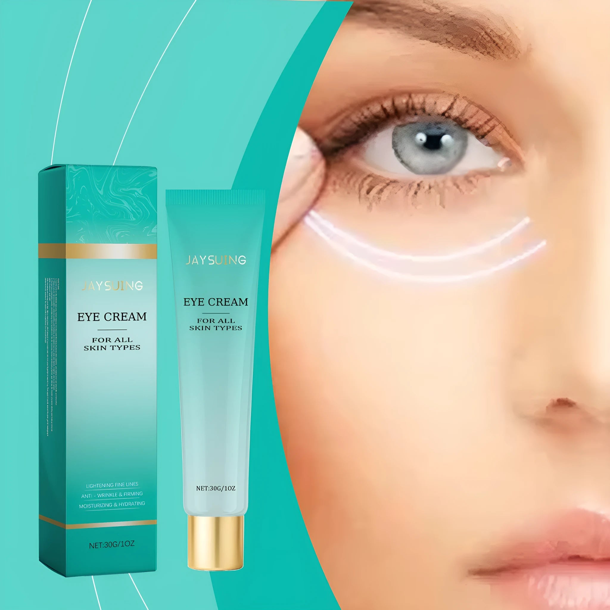 30g pot jar of retinol and hyaluronic acid anti-aging eye cream for dark circles and fine lines