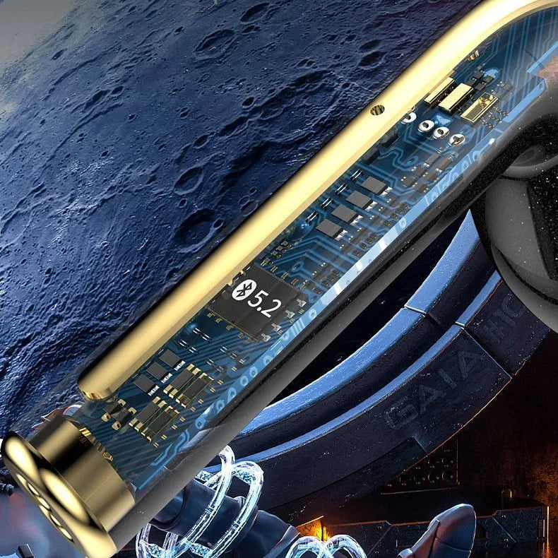 Wireless binaural earplug earbuds with touch digital display, black finish, Bluetooth 5.2