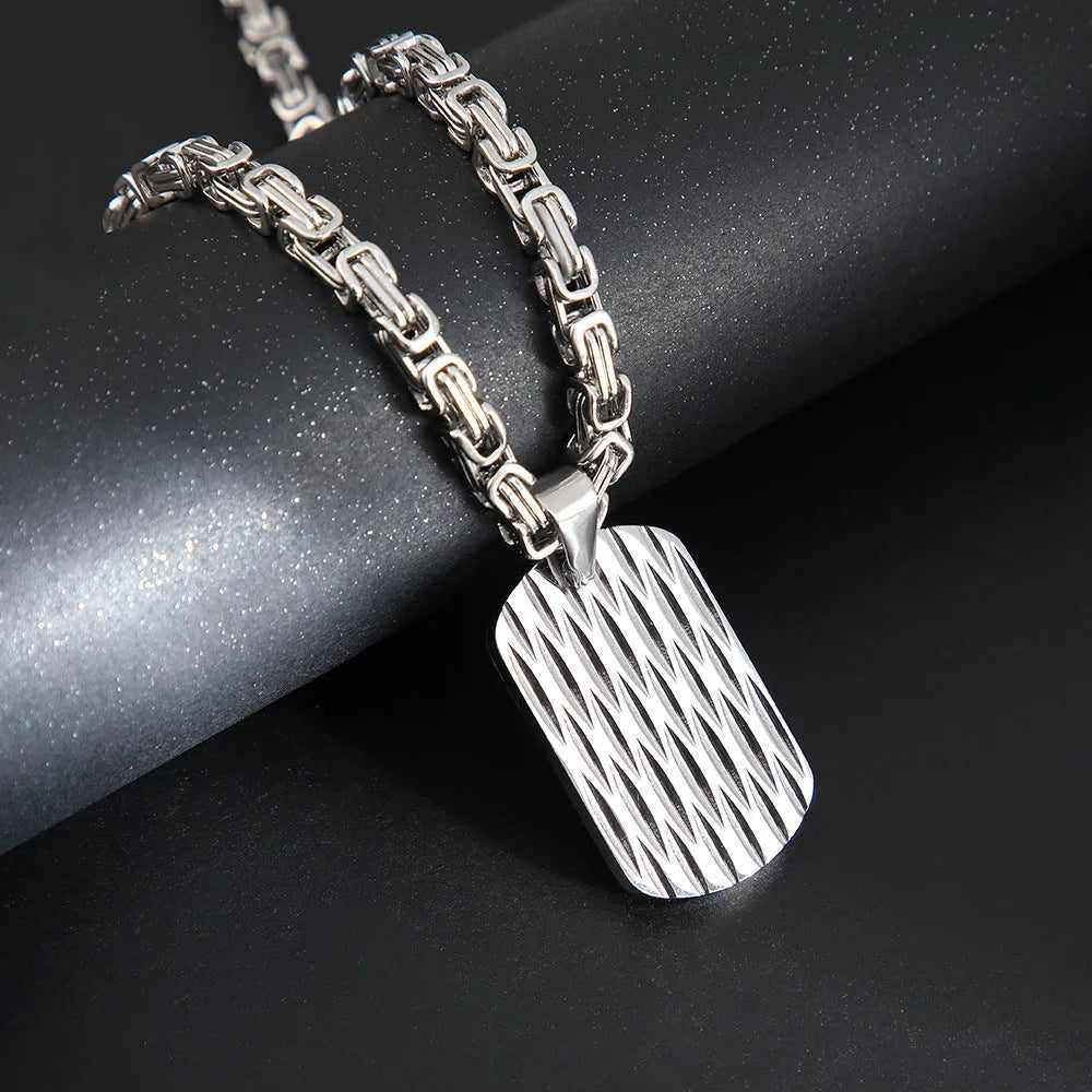 Men's titanium steel necklace with water ripple pendant on emperor chain in gold colour
