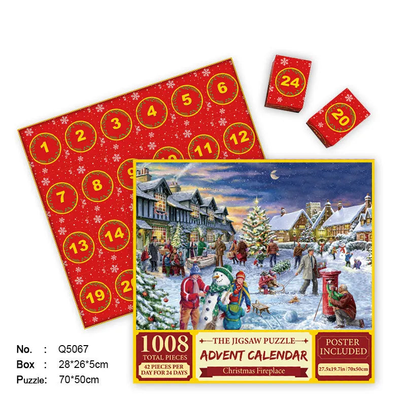 24-grid Christmas puzzle blind box countdown calendar box made of paper, 70x50 cm
