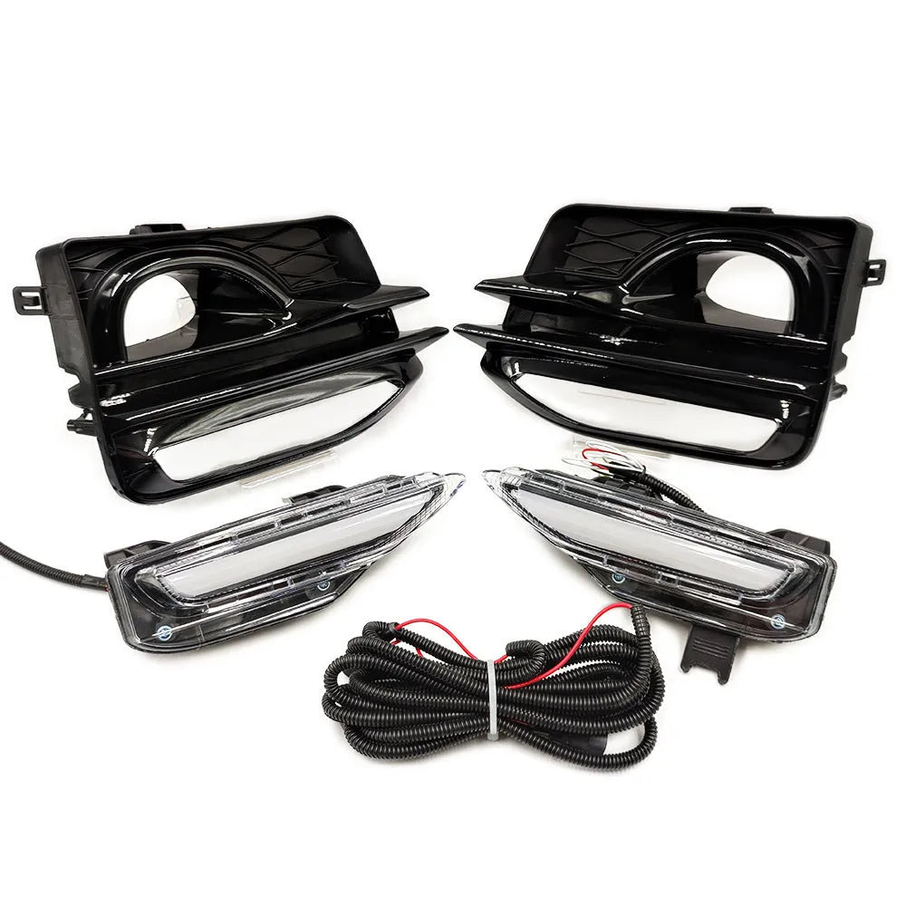 Infiniti Q50 Q70 front bumper LED turn signal and daytime running light replacement unit with ABS housing