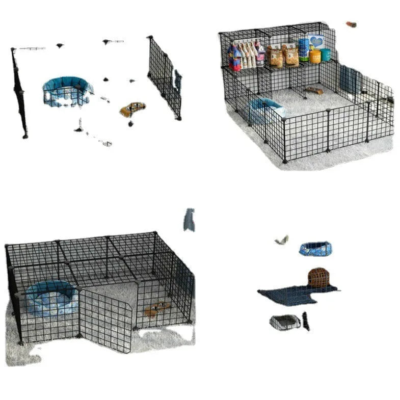 11-piece small dog indoor fence cage with door and modular iron wire panels in white