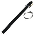 Black car electrostatic grounding belt, 37cm long with metal hook, shown against a vehicle tyre.
