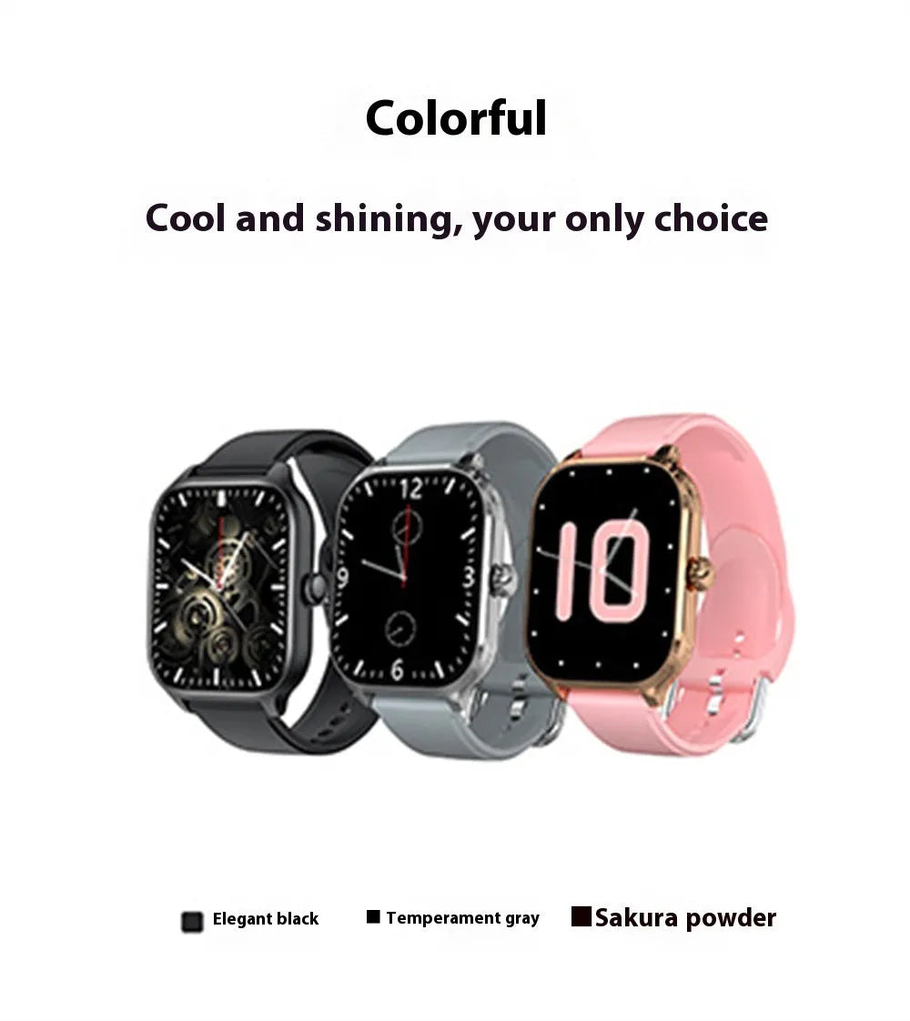 H9 smart watch with black silicone strap and 2.01in TFT screen displaying time