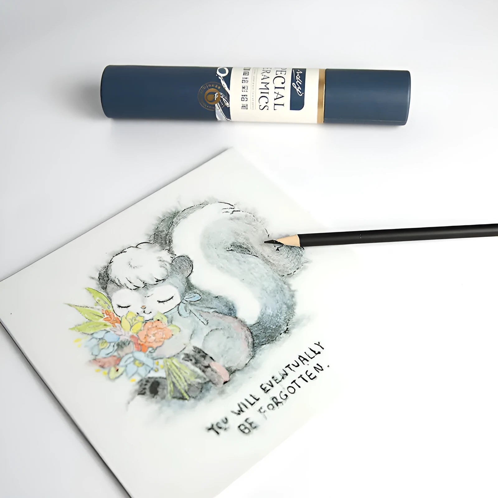 Single water-soluble pottery underglaze colour pencil for decorating ceramic bisque, shown with colour options.