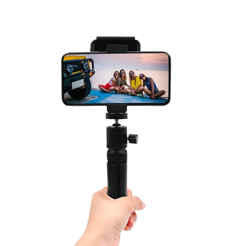 Aluminium smartphone bracket accessory for table top tripod, compatible with Apple iPhone models.